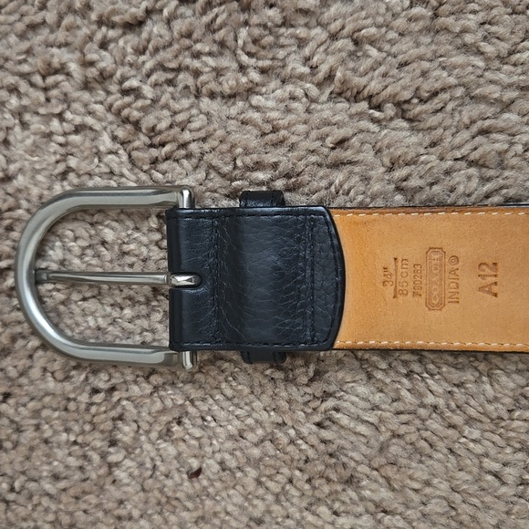 Coach Black Genuine Leather Belt with Silver Buckle As Is Rare Vintage - Picture 5 of 12